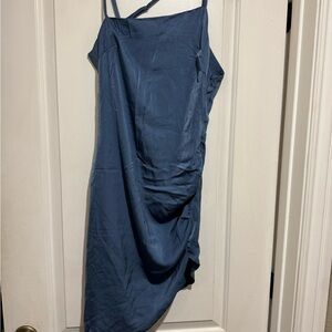 Elegant Blue Ruched Dress